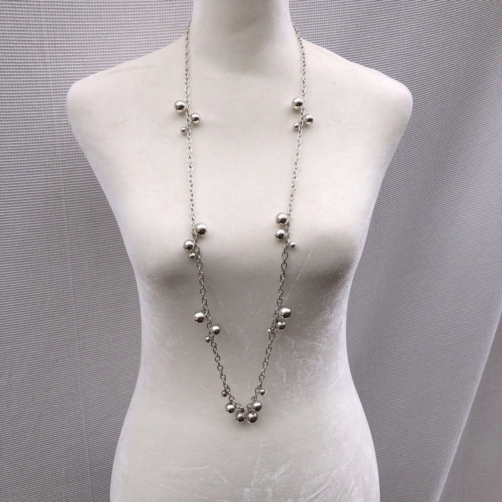 Silver Tone Necklace with Small Silver Tone Balls
